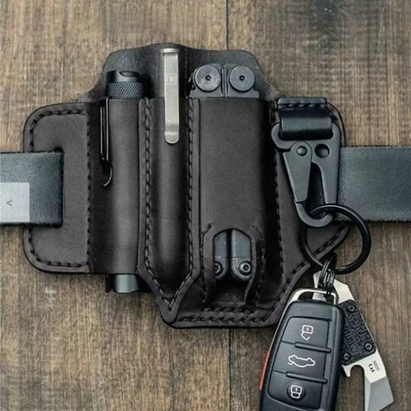 EDC Outdoor Tactical Tool Holster Flashlight pliers Leather tool Fanny pack Survival tool waist hanging bag