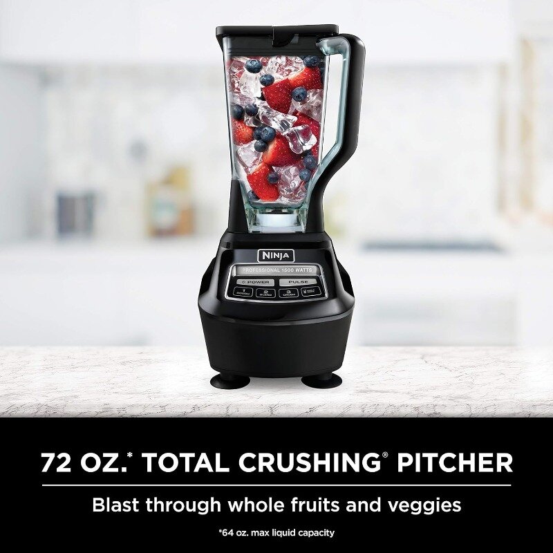 Ninja BL770 Mega Kitchen System, 1500W, 4 Functions for Smoothies, Processing,Dough,Drinks & More, with 72-oz.* Blender Pitcher