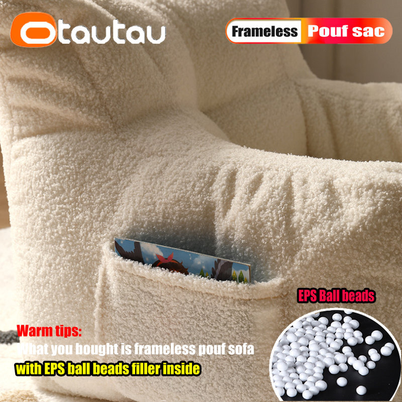 OTAUTAU-PUF grande para adultos, sofá con relleno, sillón individual, Puff de salón, cómodo, lavable, forro polar suave, SF067