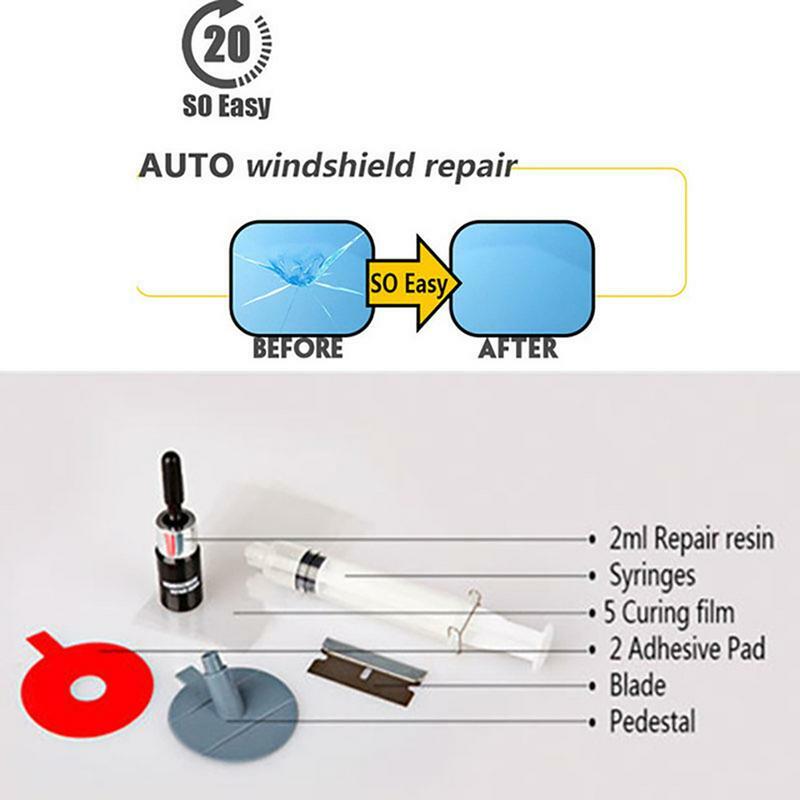 Kit d'outils de réparation de pare-brise de voiture bricolage, ensemble de réparation de pare-brise en verre automatique, autocollants décoratifs de protection de poignée de porte