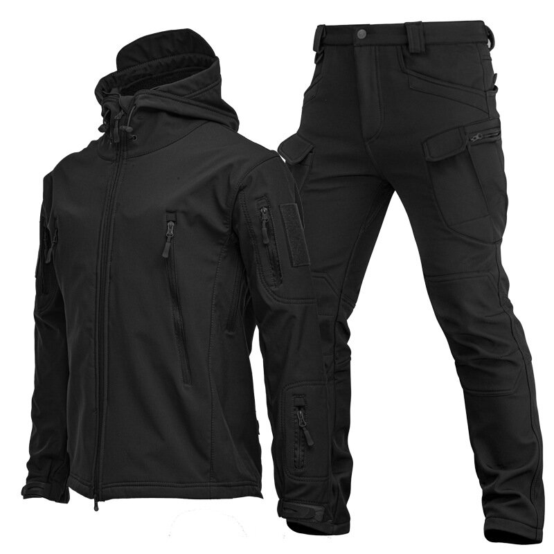 5XL Men's Tactical Winter Military Suit Soft Shell Windproof Waterproof Special Training Jackets Warm Fleece Cargo Army Uniform