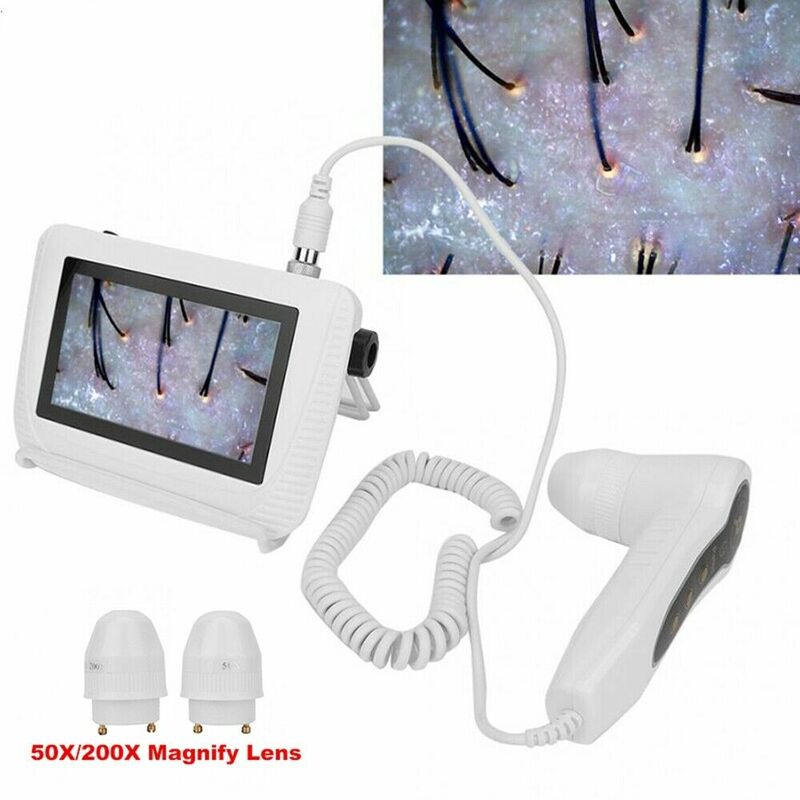 LCD Charging Scalp Detector, Digital Hair Skin Analyzer, Microscópio para Teste de Folículo Capilar e Análise da Pele, Lupa, 5"
