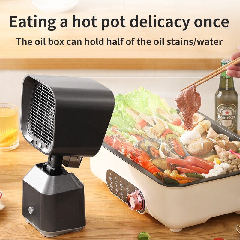 Portable mini range hood, small exhaust fan, outdoor camping hot pot and barbecue divine tool, desktop range hood for BBQ