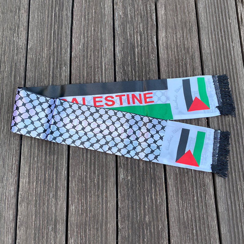 Xvggdg 14x130cm sciarpa stampa raso bandiera palestinese sciarpe festa nazionale scialle palestina