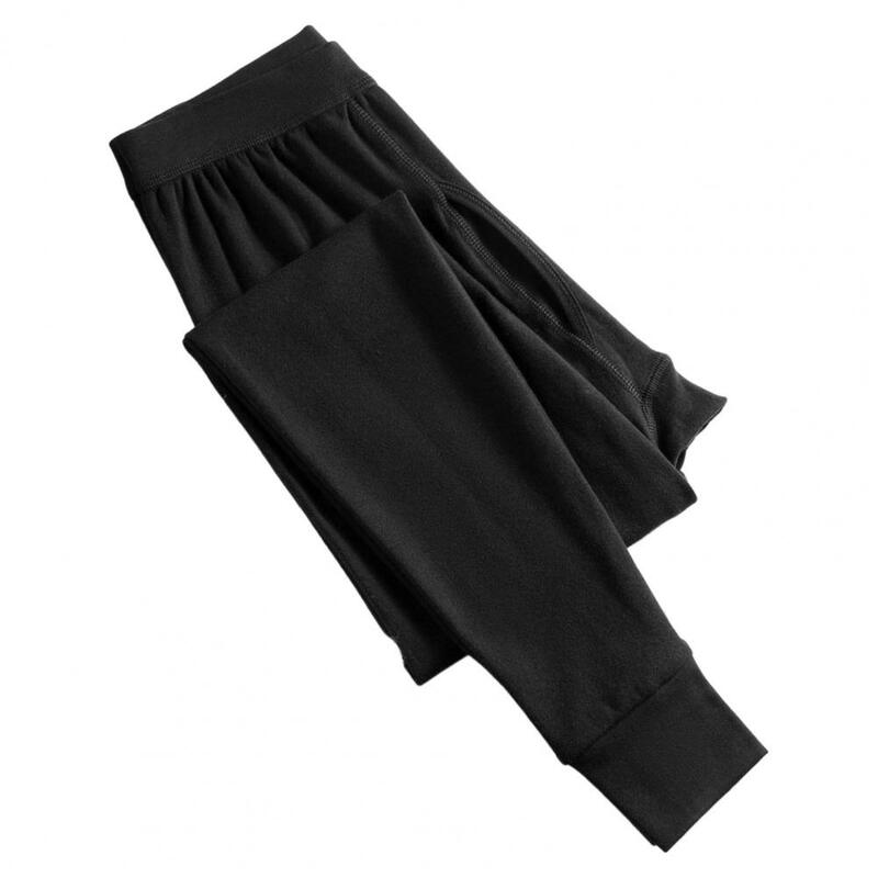 Autumn Winter Mens Leggings Solid Color Elastic Waist Anti-pilling Close Fit Plus Size Underwear Pants for Inner Wearing