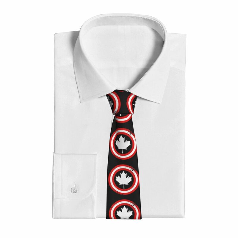 Captain Canada Wit Blad Mannen Vrouwen Stropdas Fashion Polyester 8 Cm Smalle Hals Voor Mannen Shirt Accessoires Das Gift