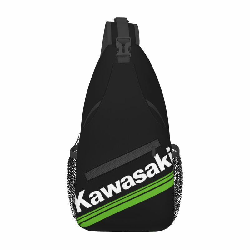 男性と女性のためのkawasakisロゴクロスボディスリングバッグ、チェストバッグ、ショルダーバックパック、旅行、ハイキング、キャンプ用デイパック