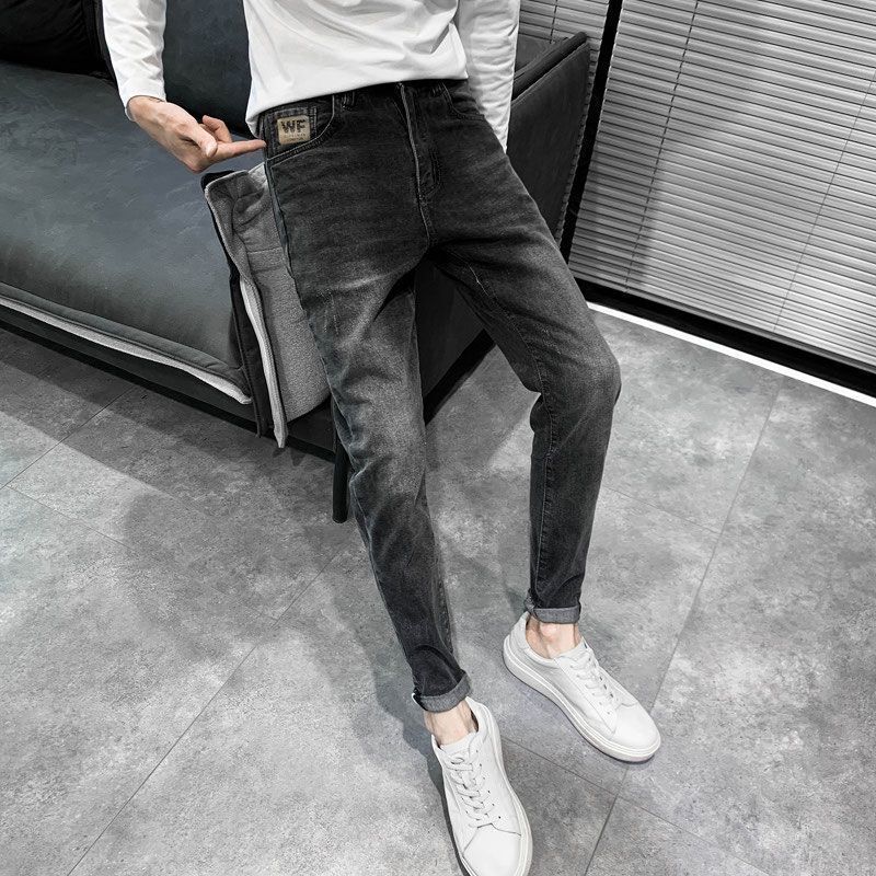 Calça jeans vintage masculina de streetwear, calça jeans justa, streetwear, stretch, moda casual, primavera, outono, designer