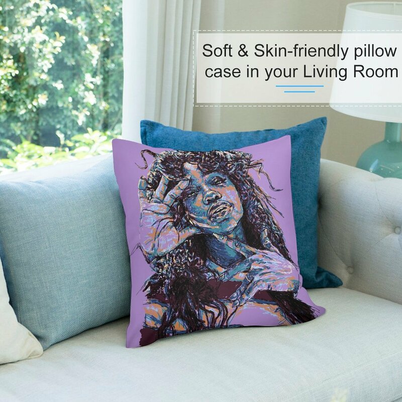 SZA Portrait Throw Pillow Pillows Aesthetic Anime