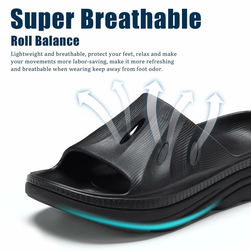 Sandálias de recuperação com apoio confortável Fasciitis Plantar, Ladies' Ortopedia Open Toe Desporto Slides, Almofada grossa, S