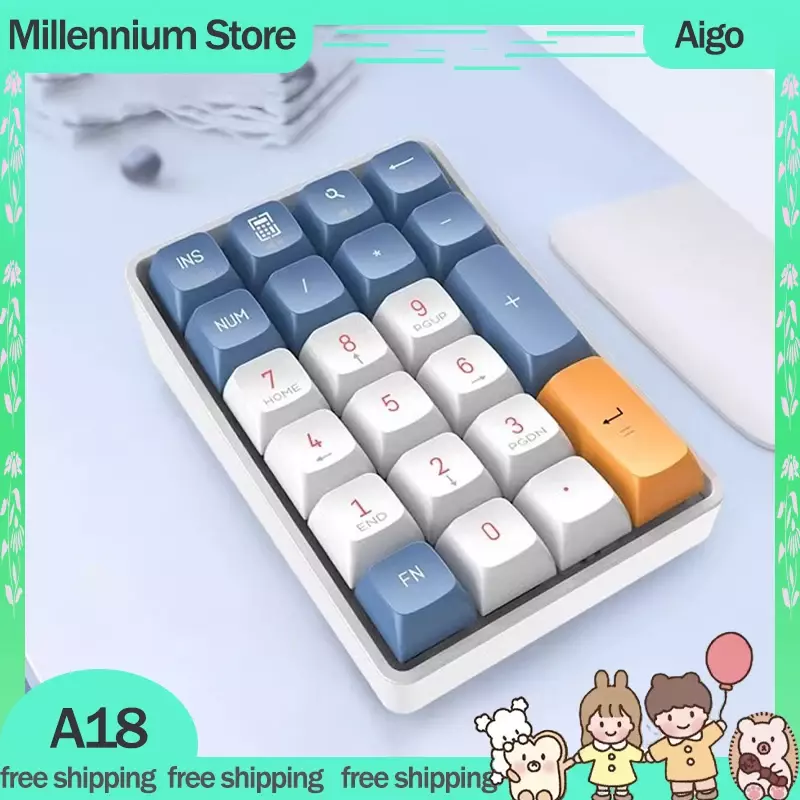 لوحة مفاتيح لاسلكية Aigo ، لوحة مفاتيح صغيرة محمولة ، وضعان ، USB ، G ، 22 مفتاحًا ، لوحة مفاتيح مخصصة للتبديل السريع ، لوحة مفاتيح رقمية ، هدية ، A18