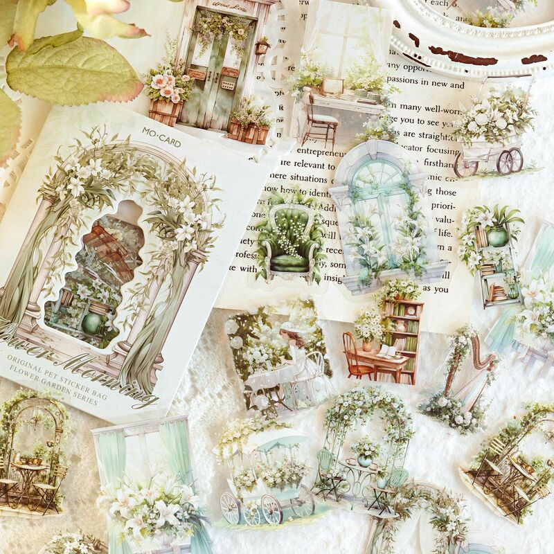 Pegatinas de papelería Kawaii, calcomanías decorativas para diario, álbum de recortes móvil, jardín de flores, 30 piezas/1 lote