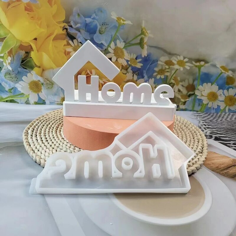 HOME House Candle Holder Silicone Mold DIY Cement Gypsum Clay Pouring Resin Ornament Mold Home Decoration Crafts Making