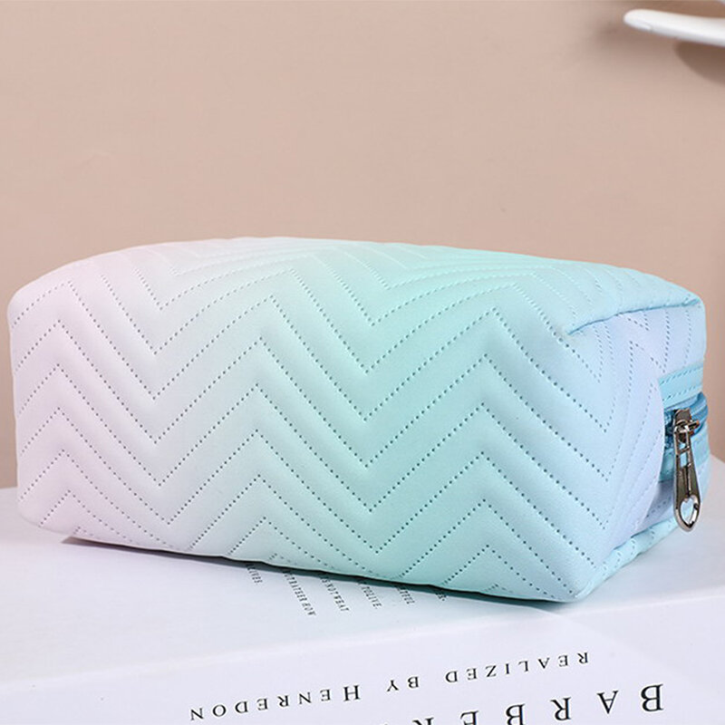 1 Pcs Gradient Color Makeup Bag for Women Zipper Pu Leather Cosmetic Bag Pouch Travel Large Female Make Up Pouch