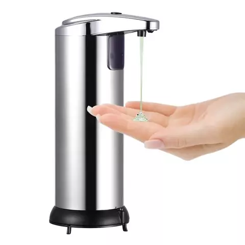 Automático Touchless Gel Dispenser com Sensor IR, Aço inoxidável Container, Mão Indução, 250ml