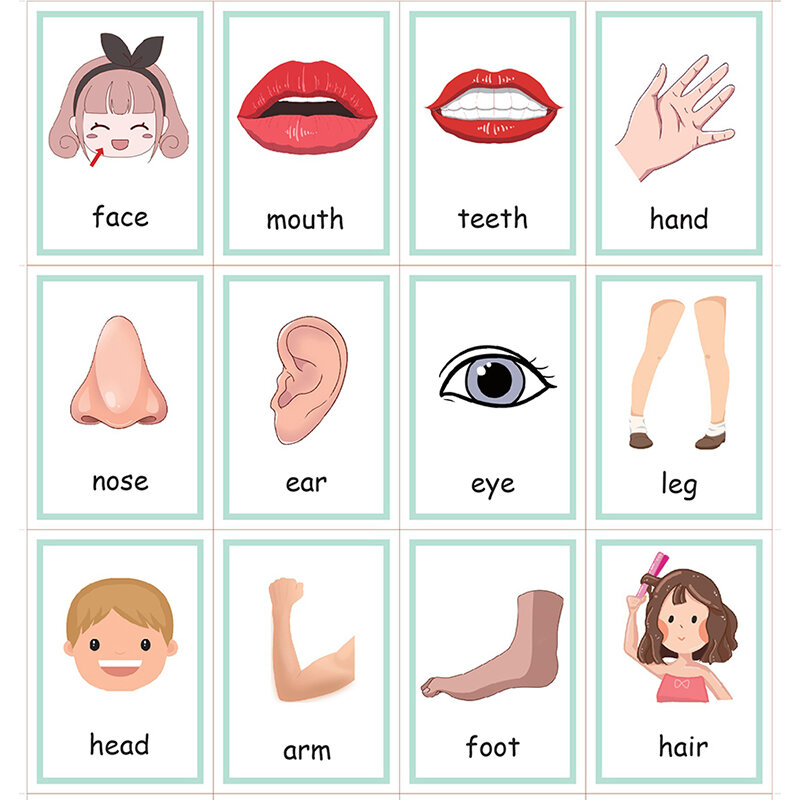 12 szt. Karty poznawcze Montessori kreskówka emocja fiszki angielskie ćwiczenie pamięci karty do gry