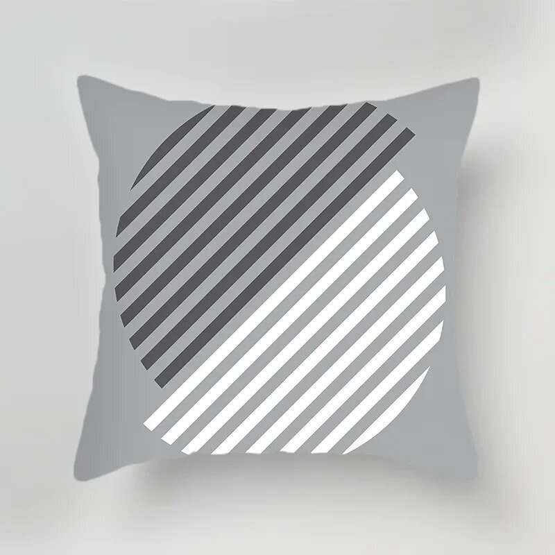 흑백 회색 기하학 간단한 인쇄 패턴 럭셔리 홈 장식 베갯잇, 거실 소파, 자동차 쿠션 커버