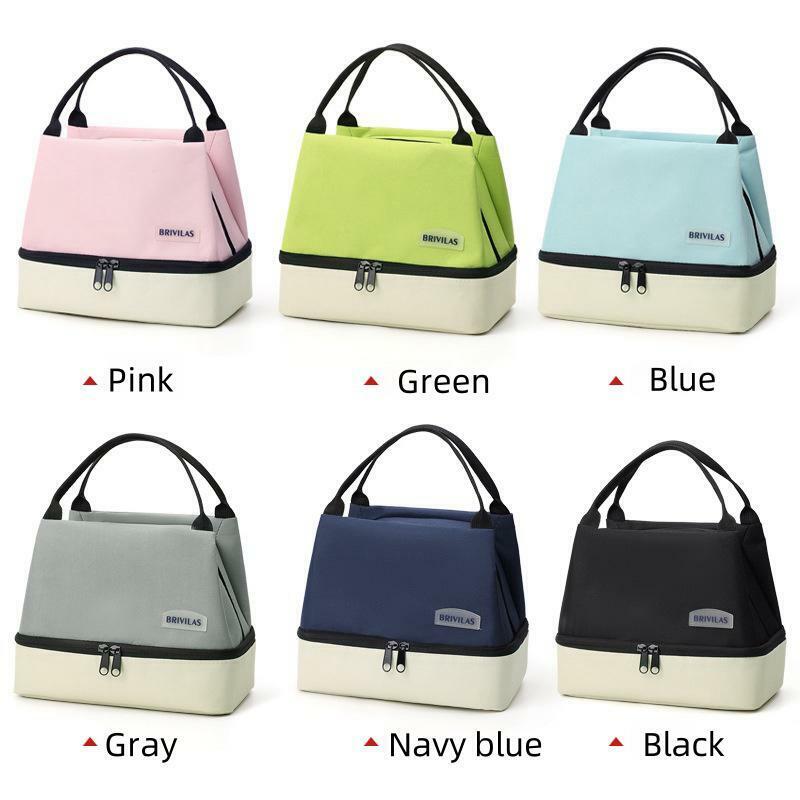 New Oxford Cloth Layered Lunch Bags Fashion Insulated Lunch Box Picnic Office Student Portable Lunch retain freshness Tote Bag