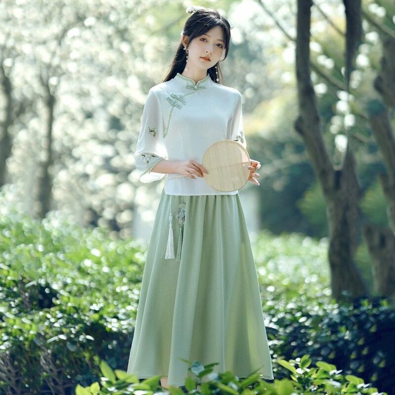 Vestido retrô estilo chinês hanfu para mulheres, cosplay, saia tradicional chinesa, conjunto de saia longa diária