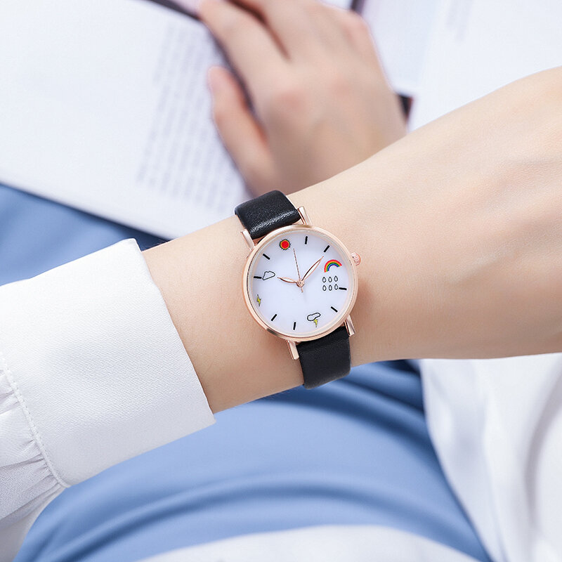 Nova moda quartzo cinto de couro feminino relógio tempo personalidade design meninas cor watch14