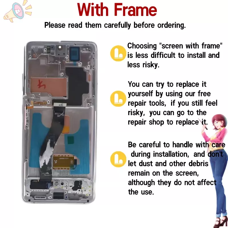 100% Original S21 Ultra G998F 5G Screen For Samsung Galaxy S21 Ultra Display LCD 6.8" With Frame G998U G998B Screen Replacement