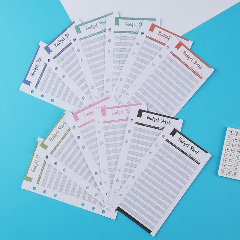 Personal Finance Sheets Planer fügt 12 stücke mehrfarbige Spesen-Tracker-Blätter für 6 Ringe Binder Cash Envelope ein