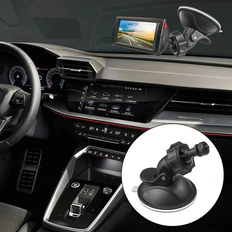 ABS Preto Car-Mounted Dash Cam Holder, Suporte Universal-Recorder, Suporte da câmera, Ventosa Peças, Acessórios, 1Pc