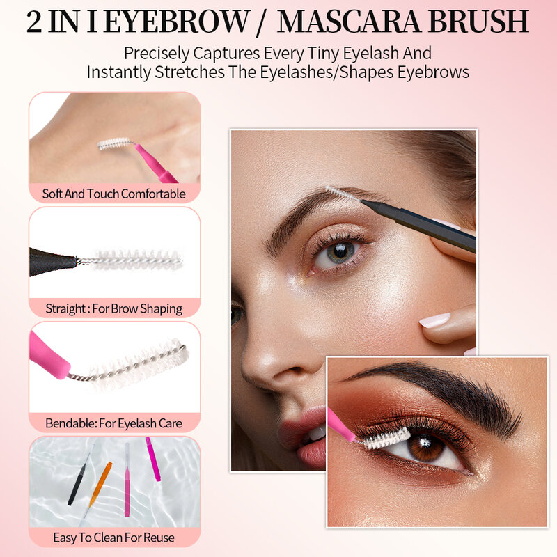5/10/50PCS Mini Eyebrow Brush Brow Perm Brush Disposable Brow Lifting Brushes Bendable Micro Eyelash Brush Applicators Tools
