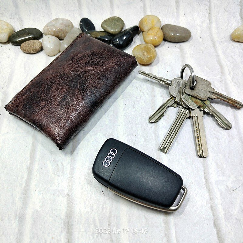 Blongk-riñonera de cuero genuino con cremallera para hombre y mujer, bolso pequeño para tarjetas de crédito, Mini funda para llaves de coche, BILLETERA, L1006D-S