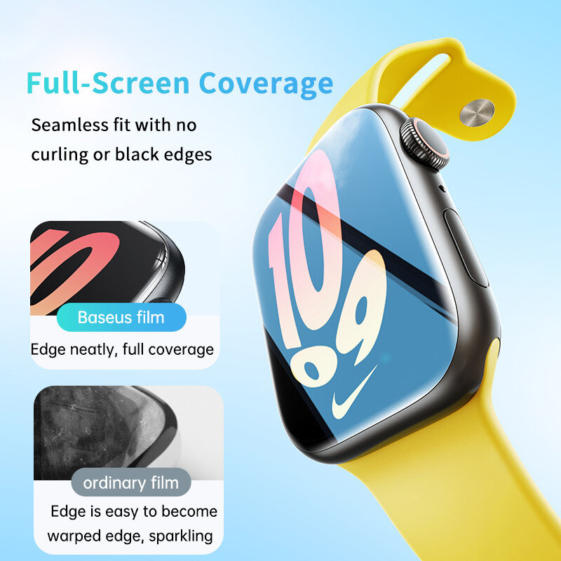 Baseus 2Pcs Nano Screen Protector For Apple Watch 8 7 6 SE SE2 5 4 Soft Hydrogel 40/41/44/45mm Full-coverage Protective Film