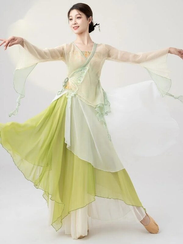 Attore di danza Costume da ballo classico femminile elegante Performance Body Charm farfalla garza pratica Costume
