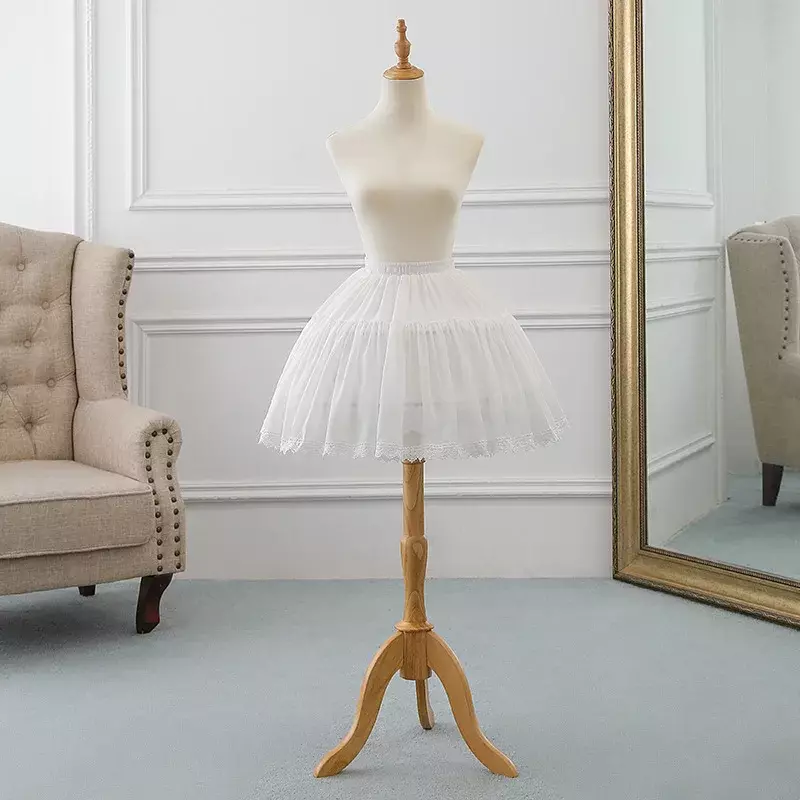 Кружевная короткая кринолиновая юбка для повседневной поддержки, мягкая кружевная юбка для свадебного платья, черно-белая пряжа для поддержки