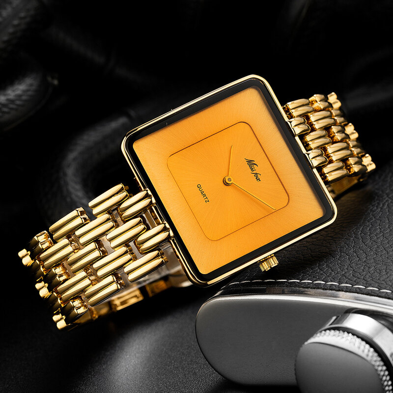 ساعة كوارتز ذهبية من الفولاذ المقاوم للصدأ للنساء ، ساعات يد للسيدات ، ساعات بسيطة ، دروبشيبينغ ، أزياء ساخنة ،