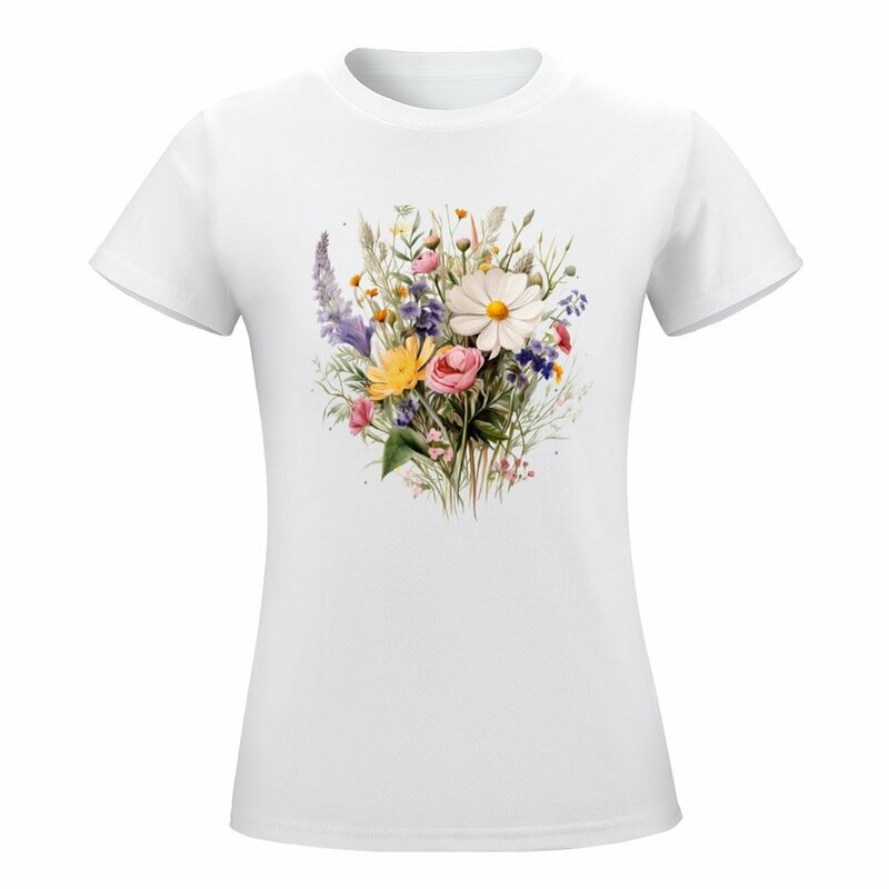 Bouquet Wild Flowers Botanical Flower Nature T-shirt summer top lady clothes oversized Women's t-shirt