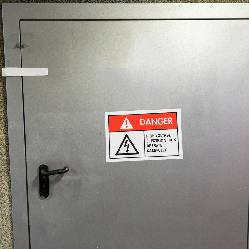 Etiquetas de advertencia de electricidad de 6 piezas, Panel de pegatinas de precaución Pp, calcomanía de papel sintético, señal de equipo