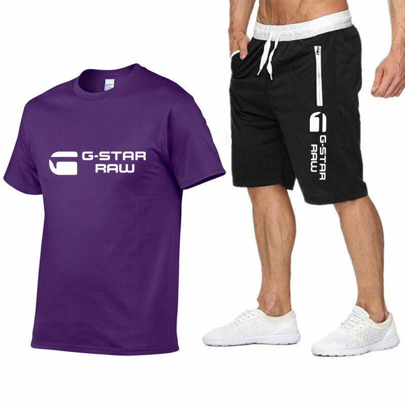 2024 New Summer Men's Tracksuit 100% Cotton T-shirts Shorts 2Pcs Sets Suit Sportswear Leisure Men's Clothing