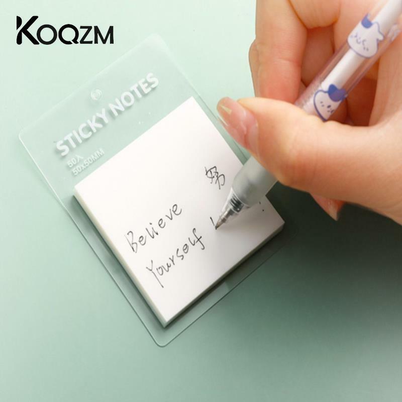 1Pcs Transparent Sticky Notes Waterproof Colorful Clear Memo Pad Self Adhesive Memo Message Reminder Office School Supplies