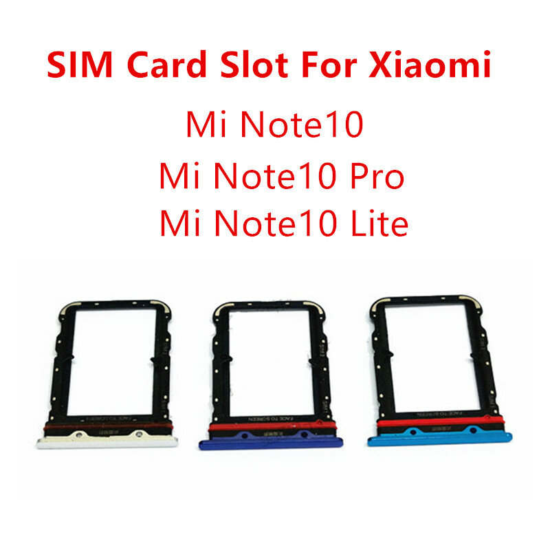 Adaptor Kartu Sim Note10 untuk Xiaomi Mi Note 10 Pro Lite 6.47 "Tempat Slot Soket Baki Komponen Perumahan Perbaikan Laci Chip