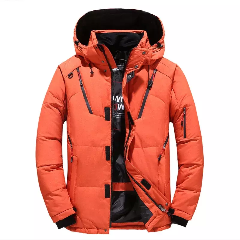 Outdoor Men's Solid Warm Jacket Stand Collar Thicked Oversize Hoodie Loose Top Winter Camping High Quality Chic Youth Padding