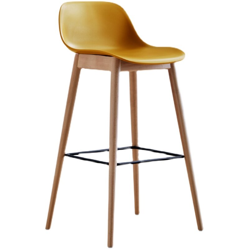 Nordische Massivholz Bar stuhl Kunst Rückenlehne Esszimmer moderne einfache Kunststoff Leder Liegestuhl Fuß stütze Chaises Möbel