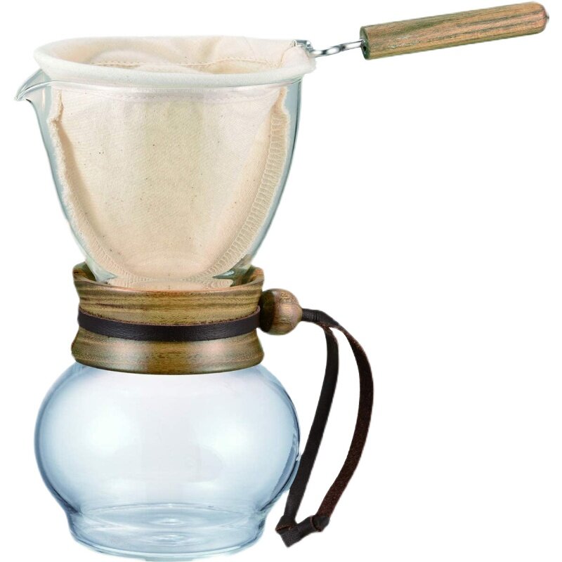Jinyoujia-แก้วบอโรซิลิเกตทนความร้อนแฮนด์เมด, ที่กรองผ้าสักหลาด, หม้อต้มกาแฟแบ่งมือ, สไตล์ญี่ปุ่น, 500มล.