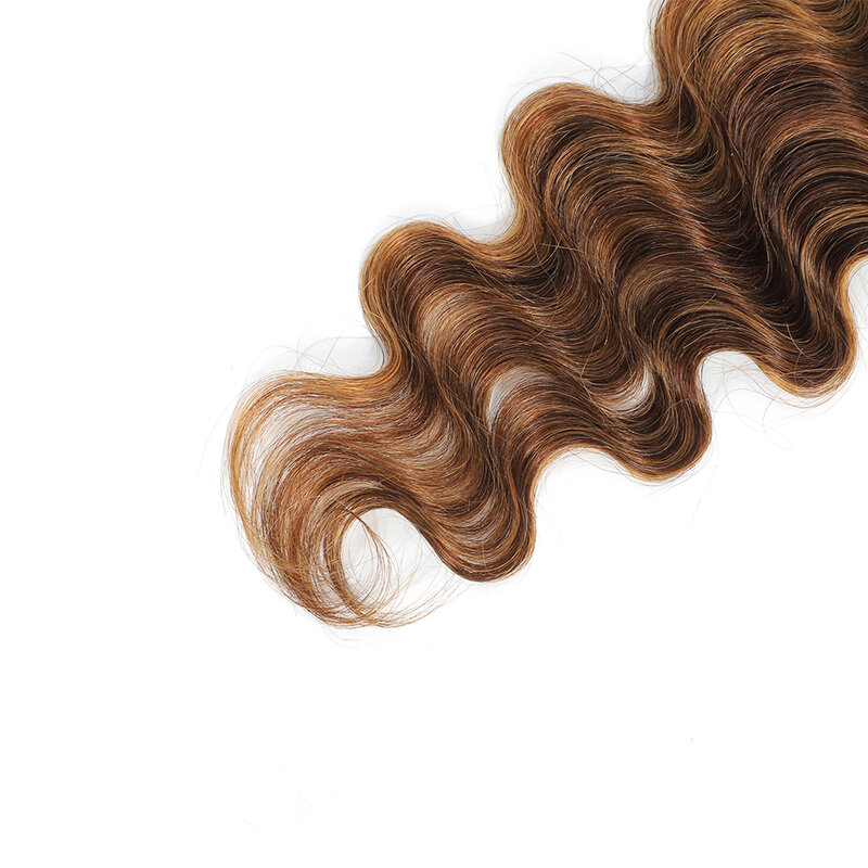 Linhua P4/27 Loose Deep Wave Human Hair Bundles 8 to 30 Inch 1 3 4 Bundles Highlight Ombre Brown Honey Blonde Deep Wave Bundle