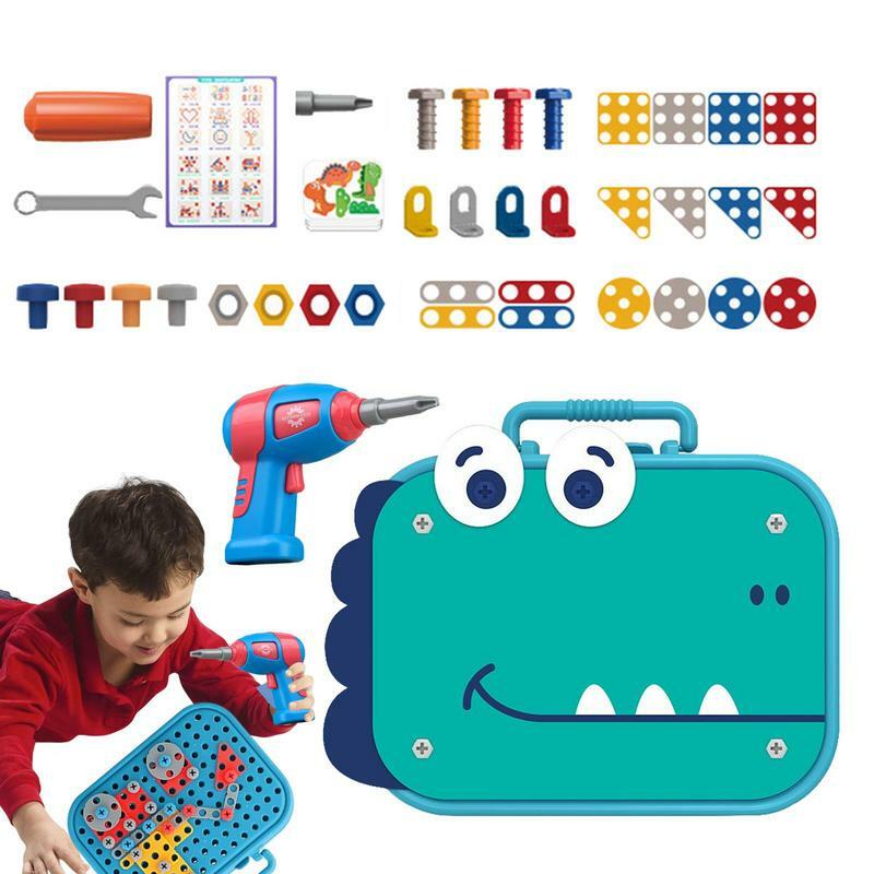 Juguetes Educativos Montessori para niños, caja de herramientas eléctrica, juego de simulación, ensamblaje de tornillo de tuerca para niños en edad preescolar, herramienta de carpintero de simulación