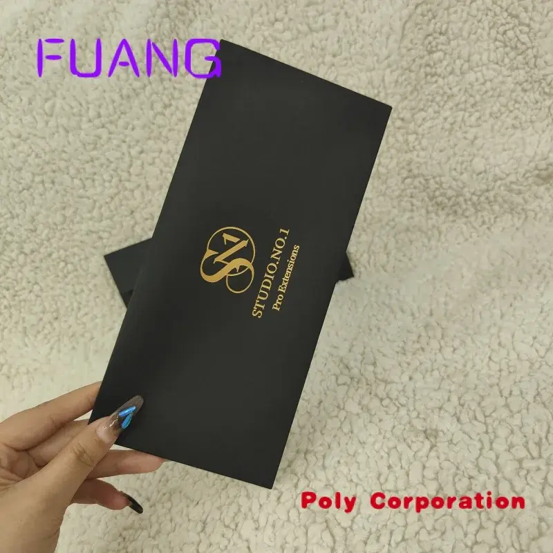 Custom  Customized high-end luxury 250gsm black cardstock paper envelopes printed with gold logo paper envelopes
