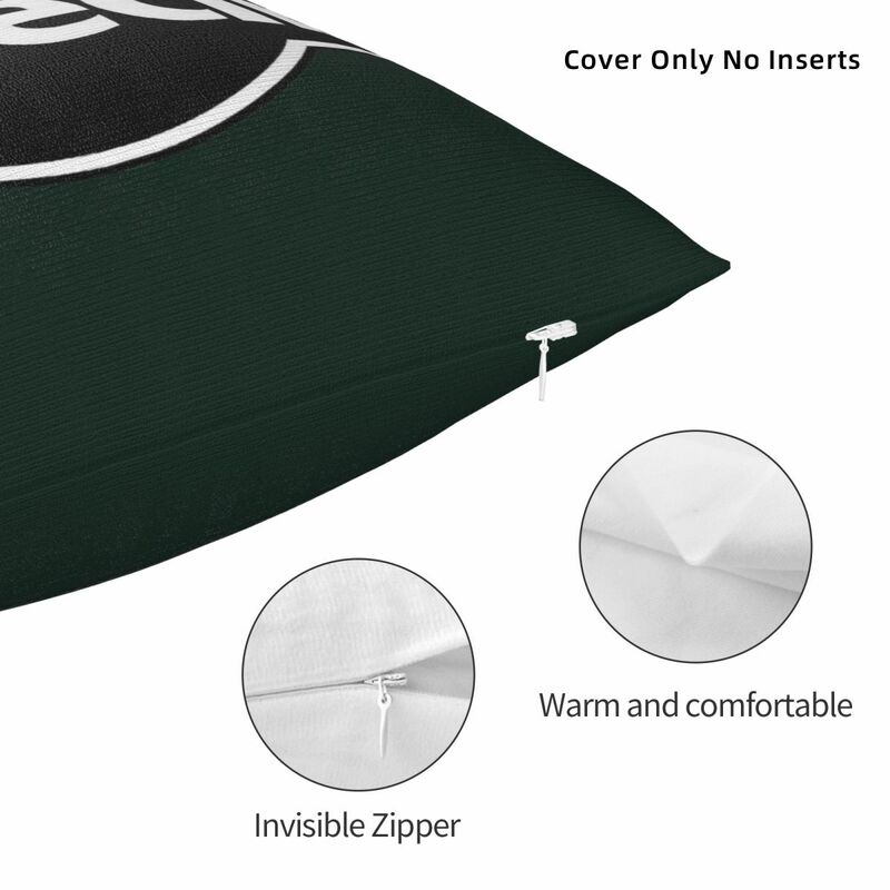 Funda de almohada cuadrada de alpecina, cubierta de cojín de poliéster, con cremallera decorativa, para el hogar y el coche, color negro