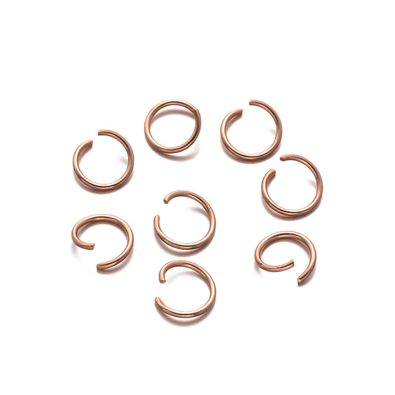 Conectores de anillo abierto de acero inoxidable de oro rosa, 100 piezas, para llaveros DIY, pendientes, joyería, suministros para manualidades, accesorios
