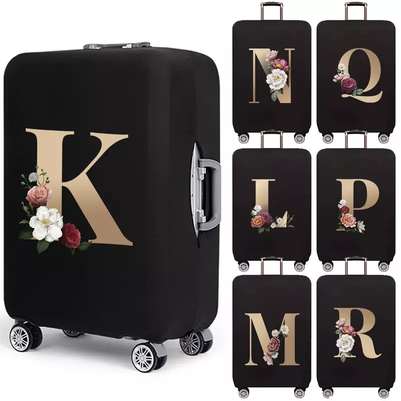 Fundas protectoras para maleta de viaje, funda gruesa y elástica para equipaje de 18 a 28 pulgadas, con letras impresas doradas