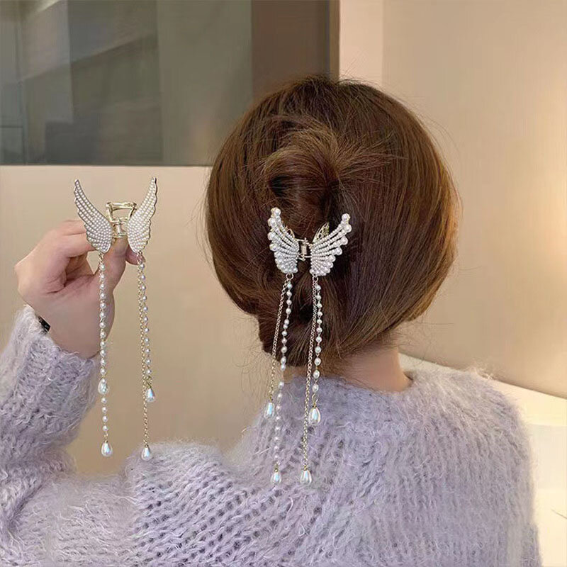 2022new elegante garra clipes borboleta metal geometria grampos de cabelo para menina franjas pérola pinos de cabelo feminino acessórios de cabelo