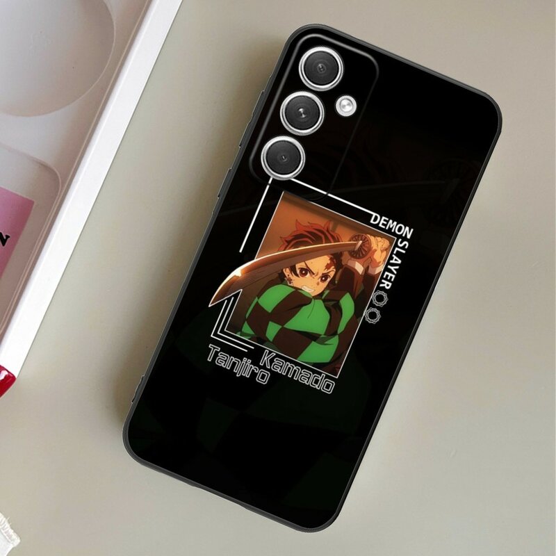 Demon Slayer Tanjiro Cell Phone Case for Samsung Galaxy S24 S23 S22 S21 S20 S10 S9 Plus FE Ultra Lite Black Phone Cover Funda