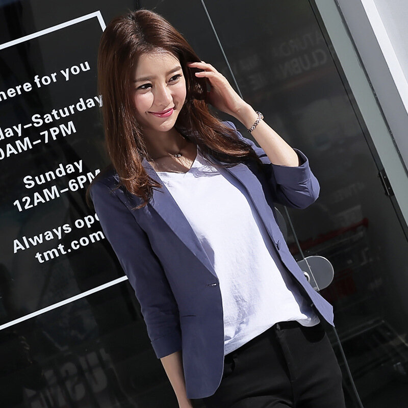 VOLALO 2024 Spring New Women's Suit Jacket Long-sleeved Open Slim Casual Office Lapel Stand Collar Slim Blazer Women